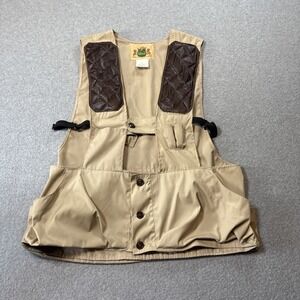 VTG IDEAL‎ HUNTING VEST Leather Chest Strap Beige Men's L 1950s Pockets
